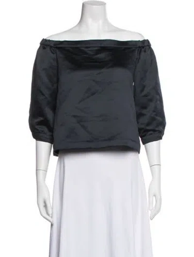 Pre-owned Tibi Off-the-shoulder Short Sleeve Top In Blue