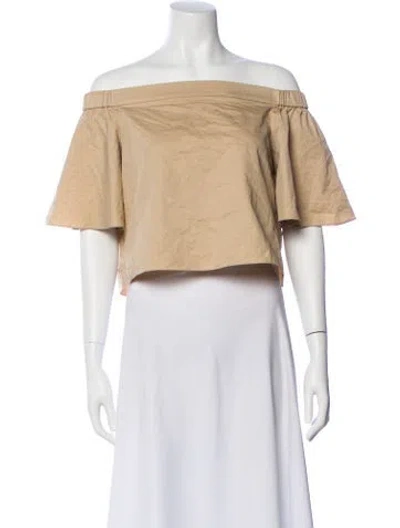 Pre-owned Tibi Off-the-shoulder Short Sleeve Top In Brown