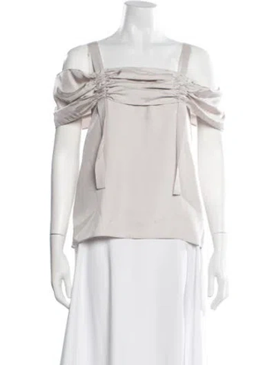 Pre-owned Tibi Off-the-shoulder Short Sleeve Top In Gray
