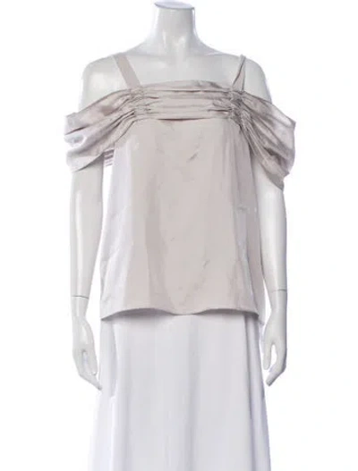 Pre-owned Tibi Off-the-shoulder Short Sleeve Top In Neutrals