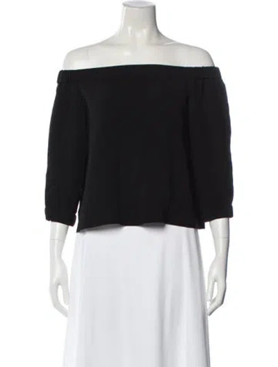Pre-owned Tibi Off-the-shoulder Three-quarter Sleeve Blouse In Black