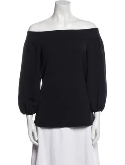 Pre-owned Tibi Off-the-shoulder Three-quarter Sleeve Blouse In Black