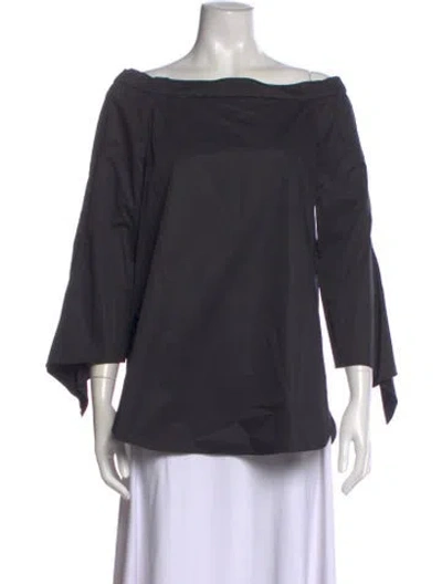 Pre-owned Tibi Off-the-shoulder Three-quarter Sleeve Blouse In Black