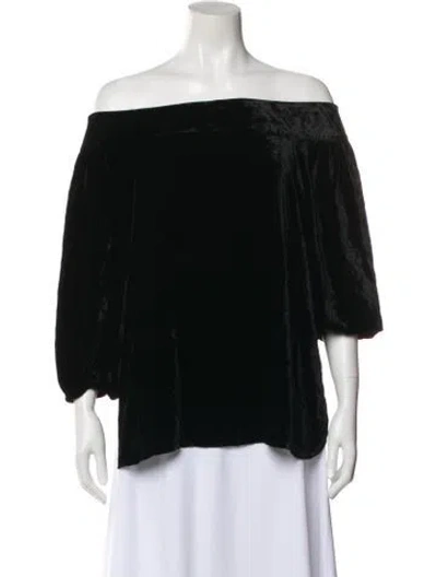 Pre-owned Tibi Off-the-shoulder Three-quarter Sleeve Blouse In Blue