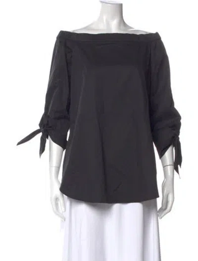 Pre-owned Tibi Off-the-shoulder Three-quarter Sleeve Blouse In Gray