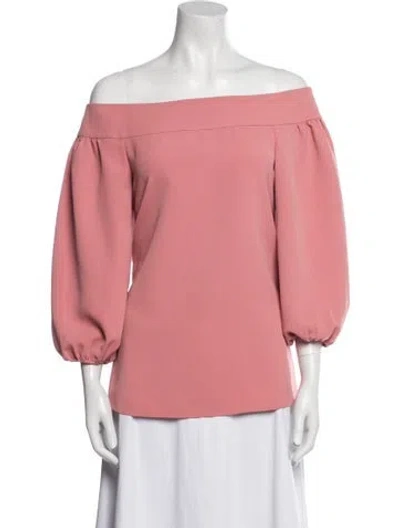 Pre-owned Tibi Off-the-shoulder Three-quarter Sleeve Blouse In Pink