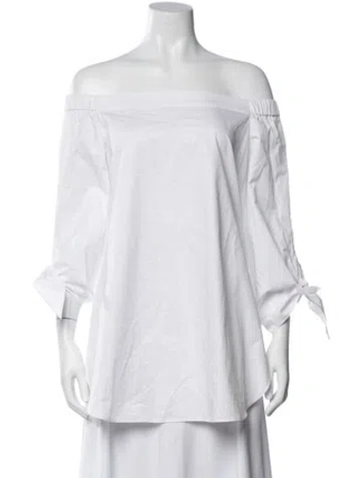 Pre-owned Tibi Off-the-shoulder Three-quarter Sleeve Blouse W/ Tags In White