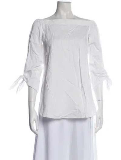 Pre-owned Tibi Off-the-shoulder Three-quarter Sleeve Blouse In White