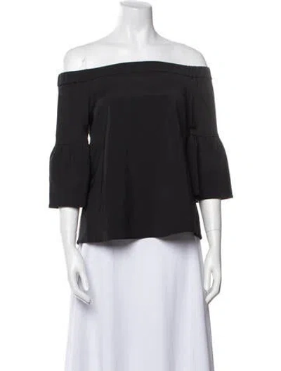 Pre-owned Tibi Off-the-shoulder Three-quarter Sleeve Crop Top In Multi