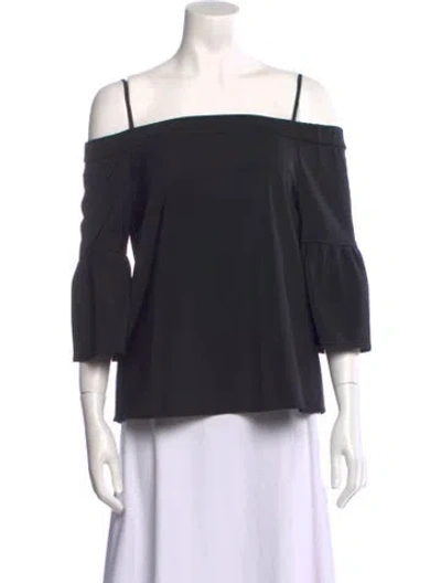 Pre-owned Tibi Off-the-shoulder Three-quarter Sleeve Top In Black