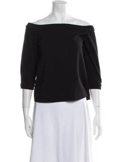 Pre-owned Tibi Off-the-shoulder Three-quarter Sleeve Top In Black