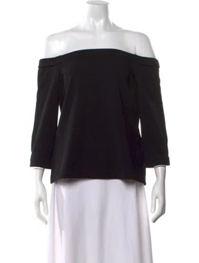Pre-owned Tibi Off-the-shoulder Three-quarter Sleeve Top In Black