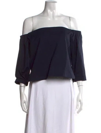 Pre-owned Tibi Off-the-shoulder Three-quarter Sleeve Top In Black