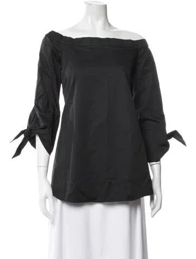 Pre-owned Tibi Off-the-shoulder Three-quarter Sleeve Top In Black