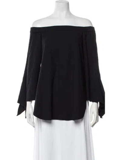 Pre-owned Tibi Off-the-shoulder Three-quarter Sleeve Top In Black