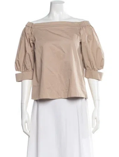 Pre-owned Tibi Off-the-shoulder Three-quarter Sleeve Top In Neutral
