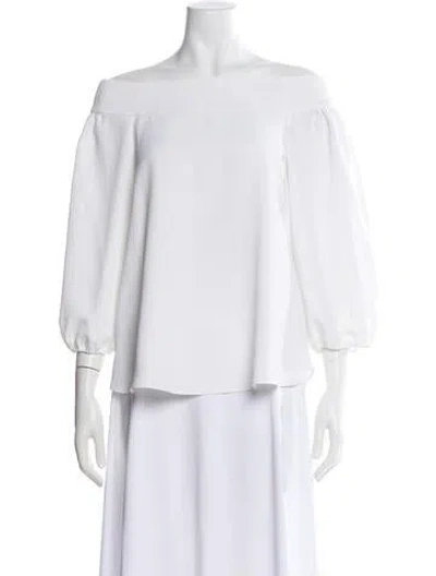Pre-owned Tibi Off-the-shoulder Three-quarter Sleeve Top In White