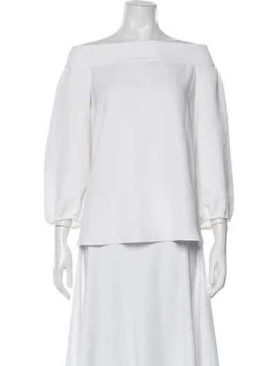 Pre-owned Tibi Off-the-shoulder Three-quarter Sleeve Top In White