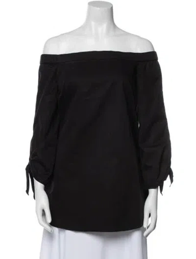 Pre-owned Tibi Off-the-shoulder Three-quarter Sleeve Tunic In Black