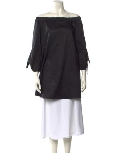 Pre-owned Tibi Off-the-shoulder Three-quarter Sleeve Tunic In Black