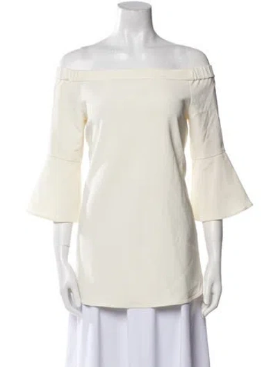 Pre-owned Tibi Off-the-shoulder Three-quarter Sleeve Tunic In Neutral