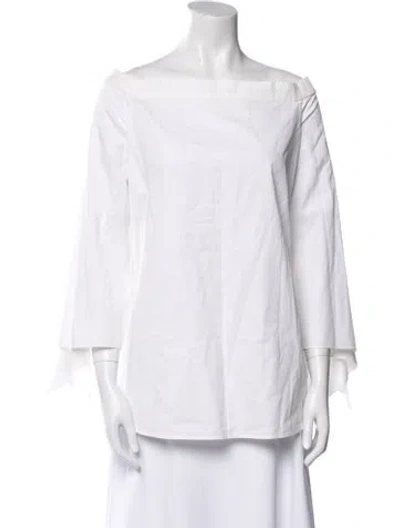 Pre-owned Tibi Off-the-shoulder Three-quarter Sleeve Tunic In White