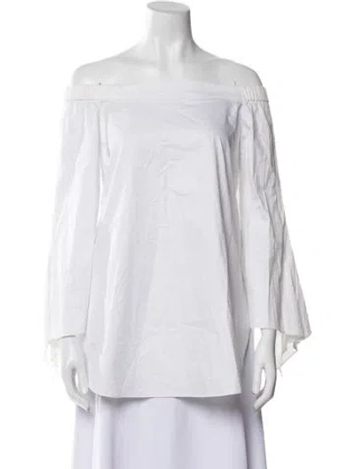 Pre-owned Tibi Off-the-shoulder Three-quarter Sleeve Tunic In White