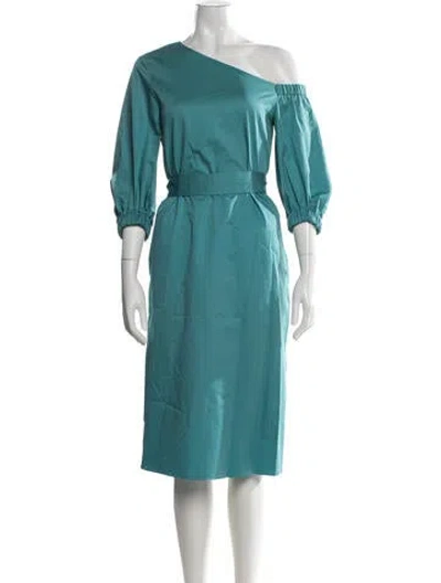 Pre-owned Tibi One-shoulder Knee-length Dress In Blue