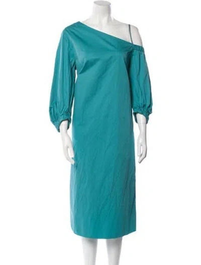 Pre-owned Tibi One-shoulder Long Dress In Blue