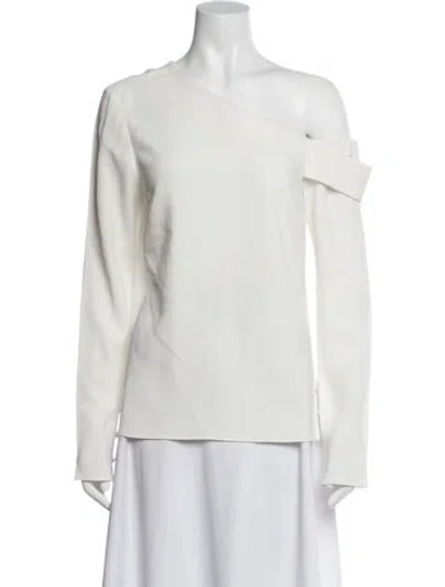 Pre-owned Tibi One-shoulder Long Sleeve Top In White