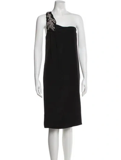 Pre-owned Tibi One-shoulder Midi Length Dress In Black