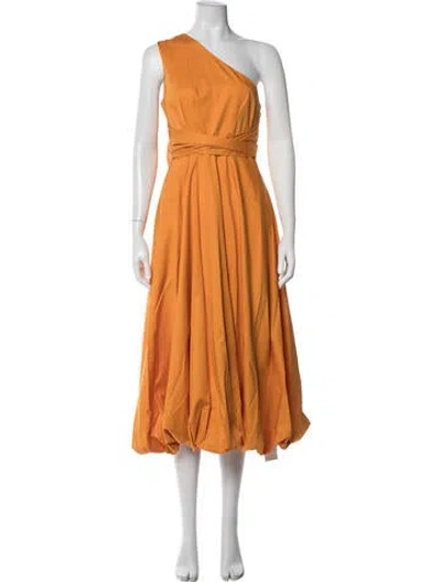 Pre-owned Tibi One-shoulder Midi Length Dress In Orange