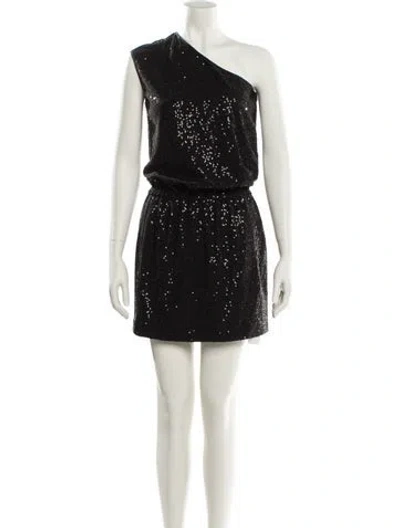 Pre-owned Tibi One-shoulder Mini Dress In Black