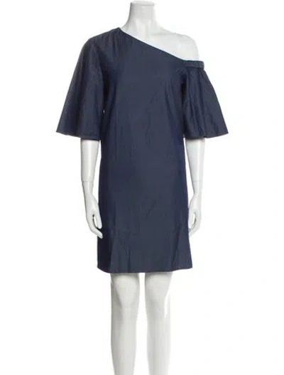 Pre-owned Tibi One-shoulder Mini Dress In Blue