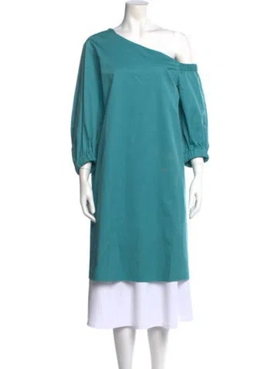 Pre-owned Tibi One-shoulder Three-quarter Sleeve Tunic In Blue