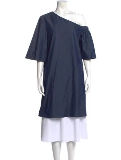 Pre-owned Tibi One-shoulder Three-quarter Sleeve Tunic In Blue