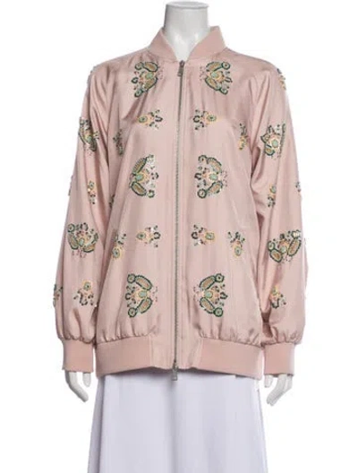 Pre-owned Tibi Paisley Print Bomber Jacket In Pink