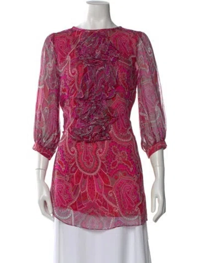 Pre-owned Tibi Paisley Print Long Dress In Pink