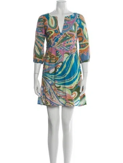 Pre-owned Tibi Paisley Print Mini Dress In Green
