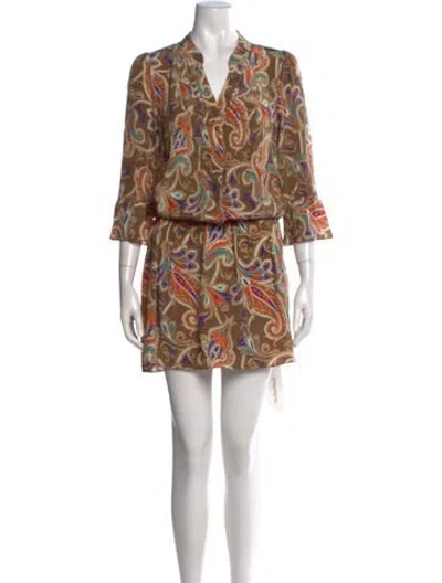 Pre-owned Tibi Paisley Print Mini Dress In Neutral