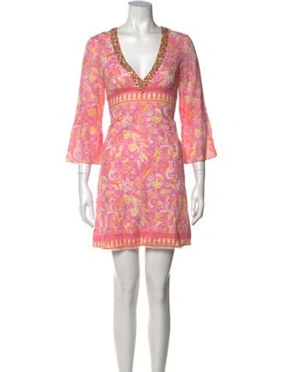 Pre-owned Tibi Paisley Print Mini Dress In Yellow