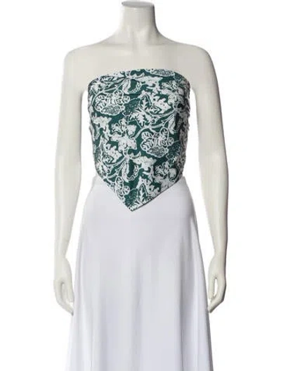 Pre-owned Tibi Paisley Print Strapless Crop Top In White