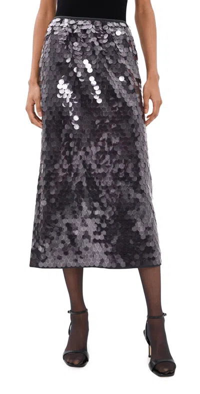 Tibi Pastille Slip Skirt Lavender Grey In Black