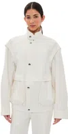 Tibi Patchwork Twill Slicker Jacket White In White