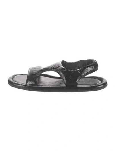 Pre-owned Tibi Patent Leather Cutout Accent Sandals In Black