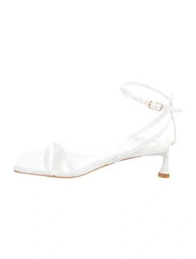 Pre-owned Tibi Patent Leather Leather Trim Embellishment Sandals In White