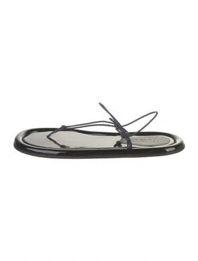 Pre-owned Tibi Patent Leather Leather Trim Embellishment Slides In Black