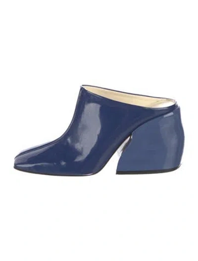 Pre-owned Tibi Patent Leather Mules In Blue