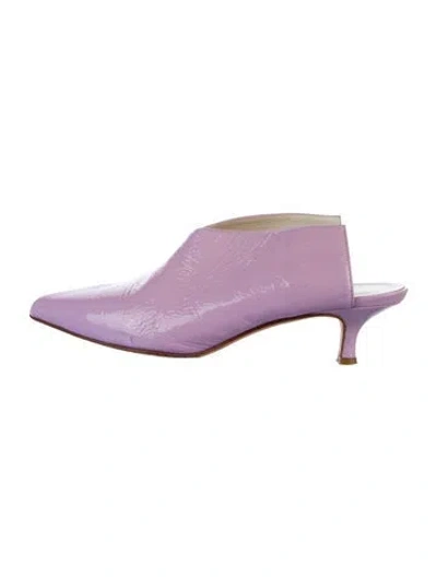 Pre-owned Tibi Patent Leather Mules In Purple
