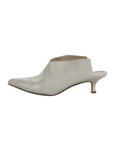 Pre-owned Tibi Patent Leather Mules In White